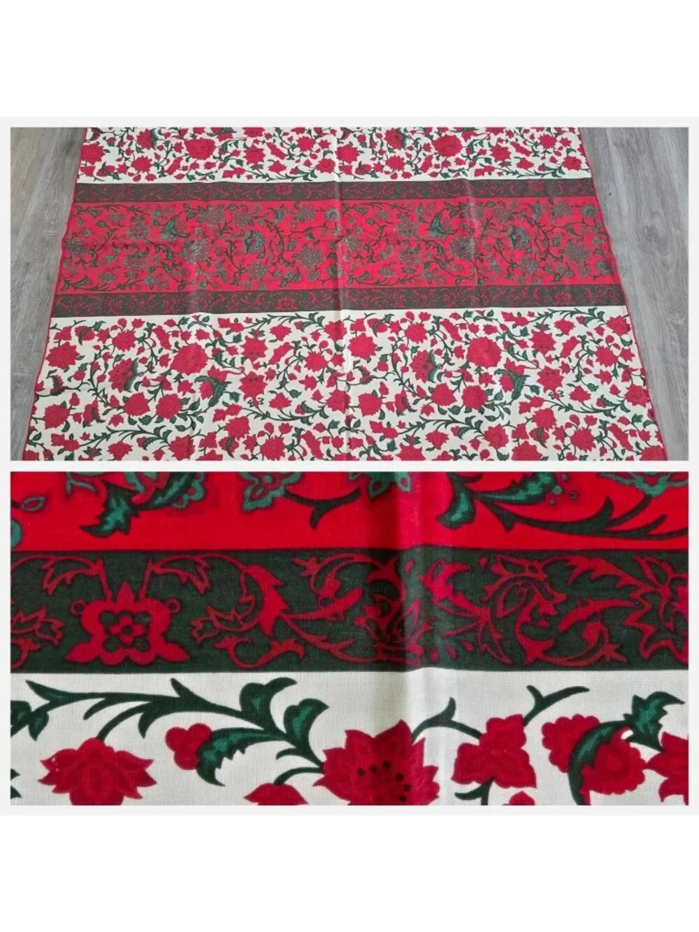 Vtg 1970s Vera Neumann Christmas Poinsettia 48x48